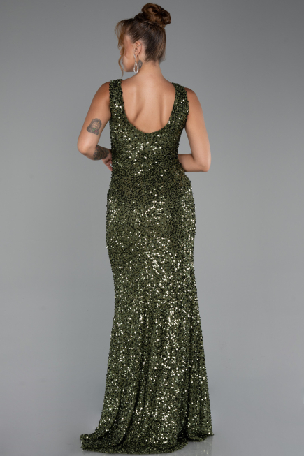 Robe de Soirée Longue Kaki ABU5281