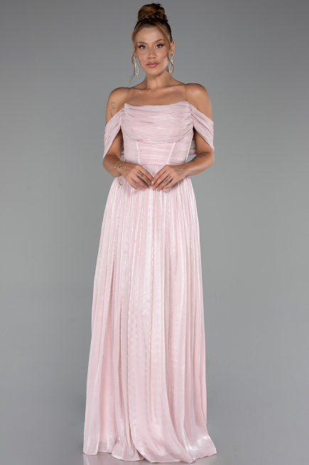 Robe de Cérémonie Longue Mousseline Poudre ABU5283