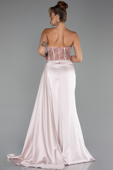 Robe de Soirée Longue Satin Poudre ABU5288