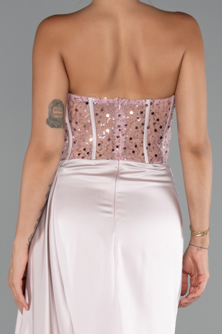 Robe de Soirée Longue Satin Poudre ABU5288