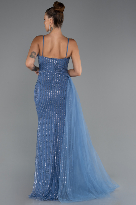 Robe de Soirée Longue Perlé Indigo ABU5297