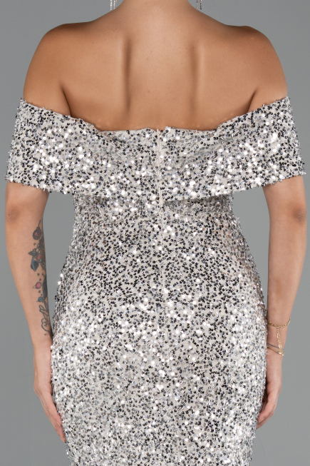 Robe De Soirée Midi Beige ABK2440