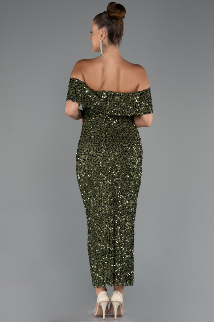 Robe De Soirée Midi Kaki ABK2440