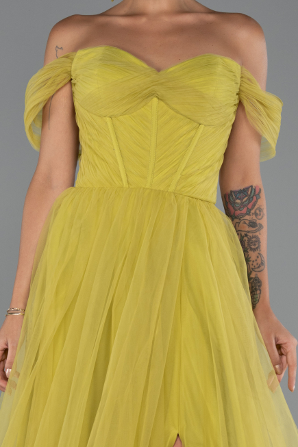 Robe de Soirée Longue Pistache vert ABU5302