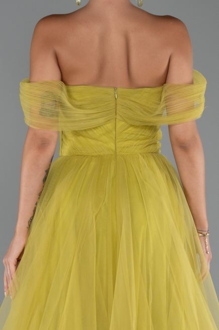 Robe de Soirée Longue Pistache vert ABU5302