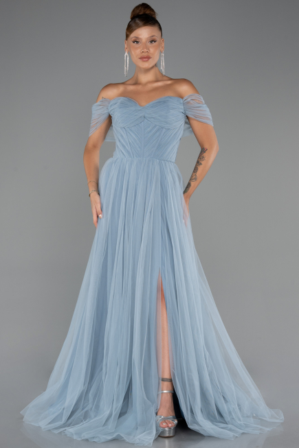 Robe de Soirée Longue Bleu clair ABU5302