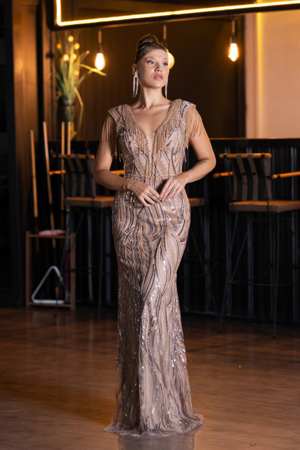 Robe De Soirée Squameuse Longue Or ABU5312
