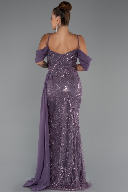 Robe de Soirée Longue Perlé Lavande ABU5316