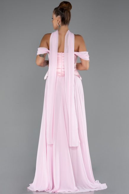 Robe de Soirée Longue Mousseline Poudre ABU5327