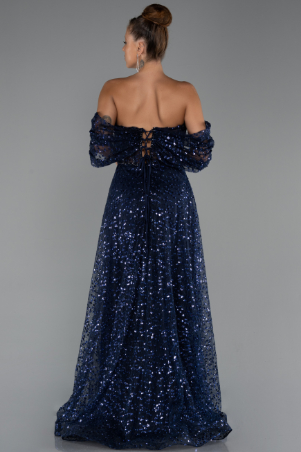 Robe De Soirée Longue Bleu Marine ABU5226