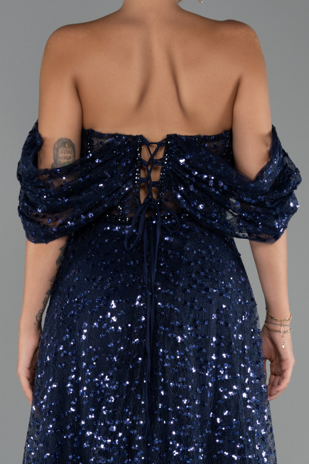 Robe De Soirée Longue Bleu Marine ABU5226