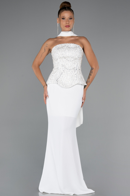 Robe de Soirée Longue Blanc ABU5320