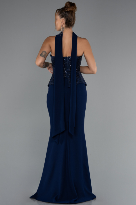 Robe de Soirée Longue Bleu Marine ABU5320