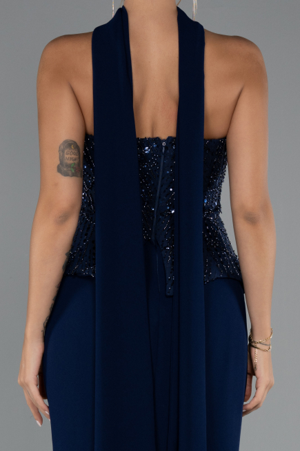 Robe de Soirée Longue Bleu Marine ABU5320