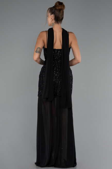 Robe de Soirée Courte Perlé Noir ABK2443