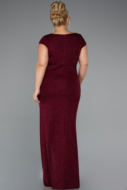 Robe Grande Taille Longue Rouge Bordeaux ABU5317