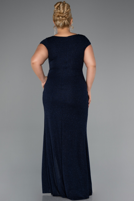 Robe Grande Taille Longue Bleu Marine ABU5317