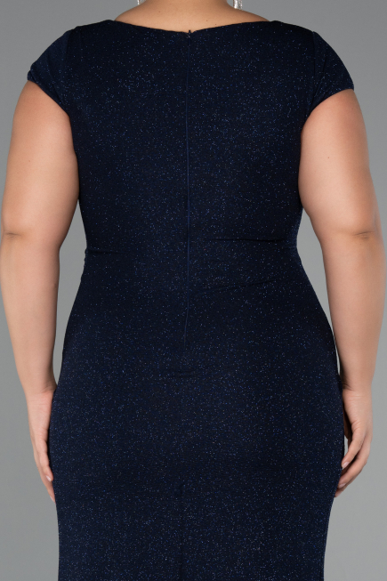 Robe Grande Taille Longue Bleu Marine ABU5317