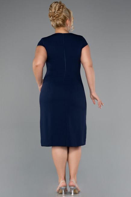 Robe De Invitation Grande Taille Midi Bleu Marine ABK2445