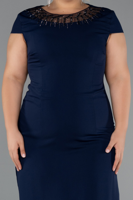 Robe De Invitation Grande Taille Midi Bleu Marine ABK2445