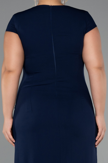 Robe De Invitation Grande Taille Midi Bleu Marine ABK2445