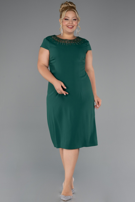 Robe De Invitation Grande Taille Midi Vert ABK2445