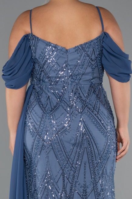Robe Grande Taille Longue Perlé Indigo ABU5319