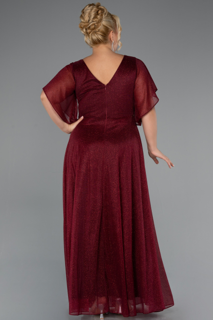Robe de Soirée Grande Taille Longue Rouge Bordeaux ABU5323