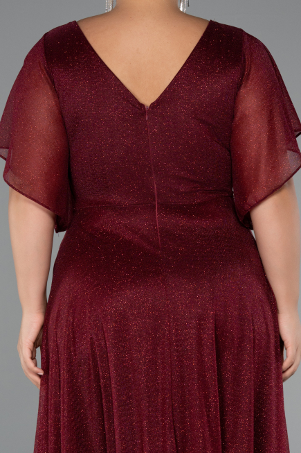 Robe de Soirée Grande Taille Longue Rouge Bordeaux ABU5323
