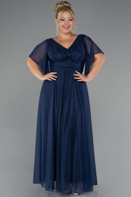 Robe de Soirée Grande Taille Longue Bleu Marine ABU5323