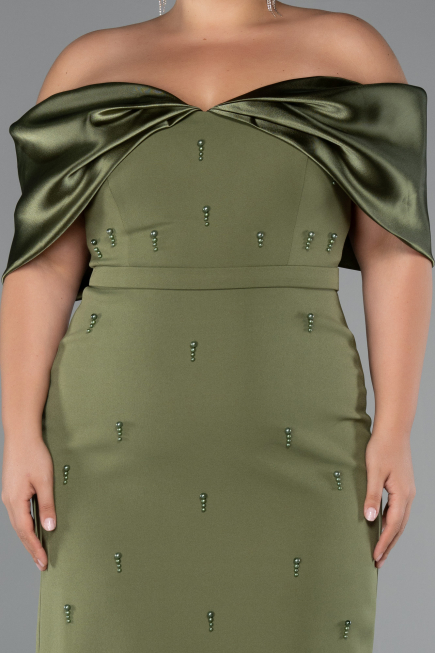 Robe De Invitation Grande Taille Midi Kaki ABK2379
