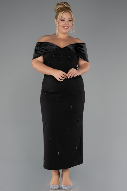 Robe De Invitation Grande Taille Midi Noir ABK2379