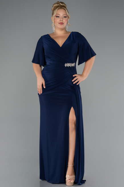 Robe de Soirée Grande Taille Longue Bleu Marine ABU5287