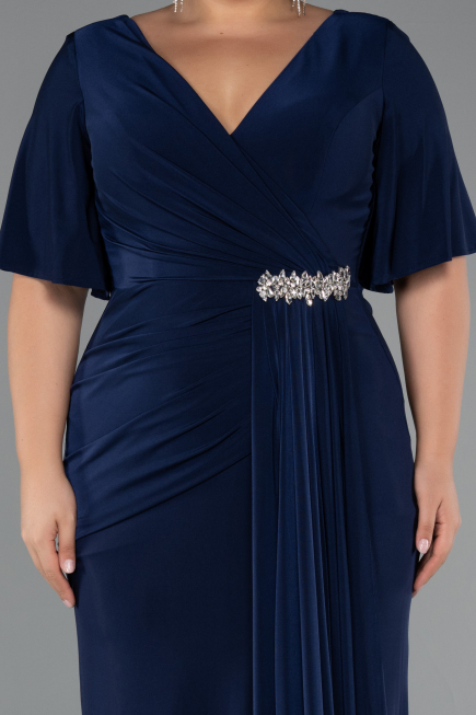 Robe de Soirée Grande Taille Longue Bleu Marine ABU5287