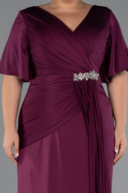 Robe de Soirée Grande Taille Longue Couleur Cerise ABU5287