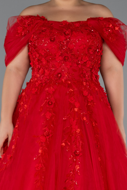 Robes De Soirée Grande Taille Longue Rouge ABU4722