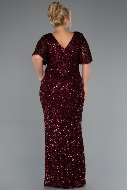Robe Grande Taille Longue Rouge Bordeaux ABU5318
