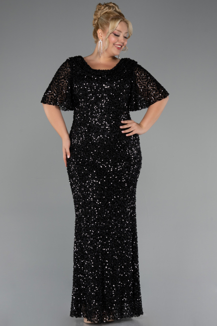 Robe Grande Taille Longue Noir ABU5318