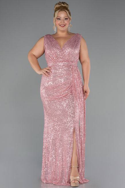 Robe de Soirée Grande Taille Longue Squameuse Poudre ABU3194