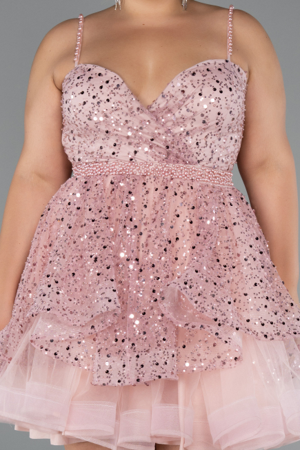 Robe Grande Taille Courte Poudre ABK2436