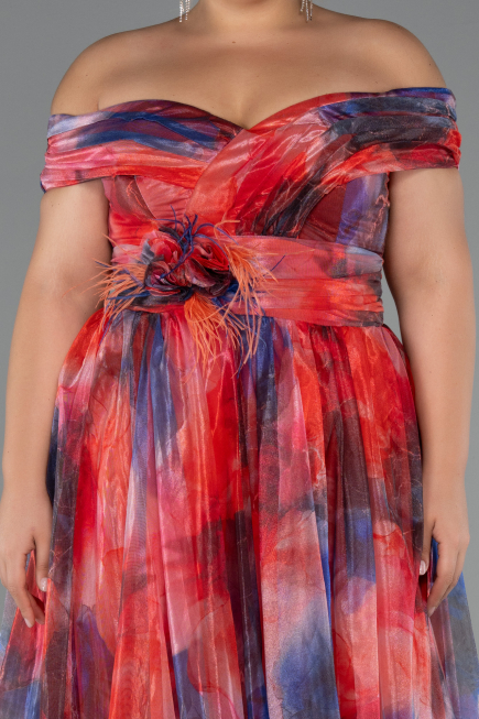 Robe De Soirée Grande Taille Longue Orange ABU5263