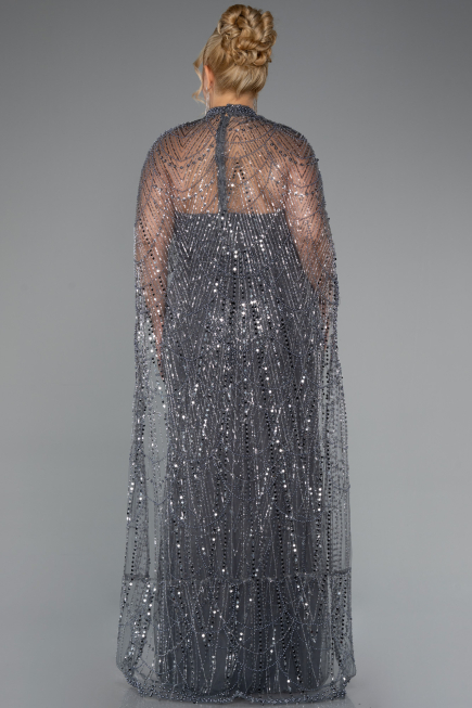 Robe De Mariée Grande Taille Longue Perlé Anthracite ABU5328
