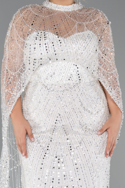 Robe De Mariée Grande Taille Longue Perlé Blanc ABU5328