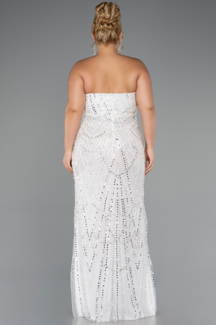 Robe De Mariée Grande Taille Longue Perlé Blanc ABU5328