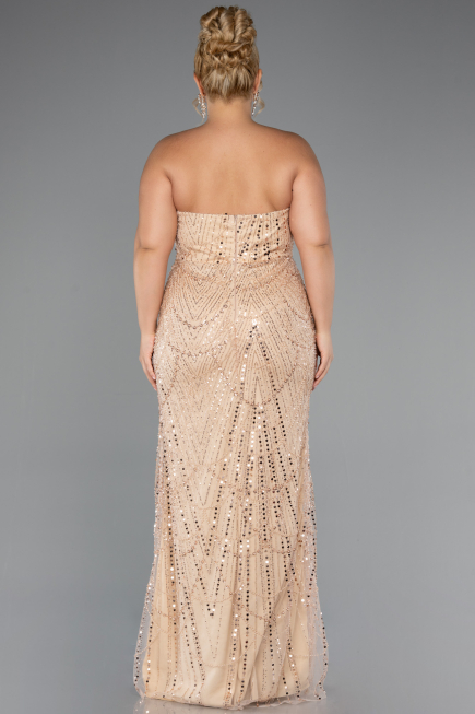 Robe De Mariée Grande Taille Longue Perlé Or ABU5328