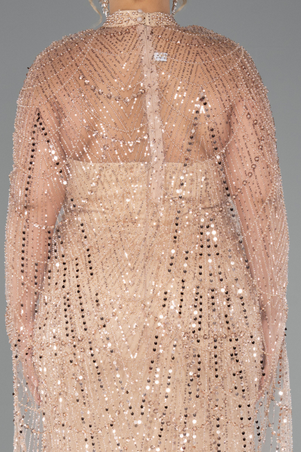 Robe De Mariée Grande Taille Longue Perlé Or ABU5328