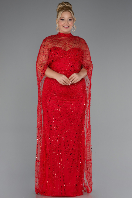 Robe De Mariée Grande Taille Longue Perlé Rouge ABU5328