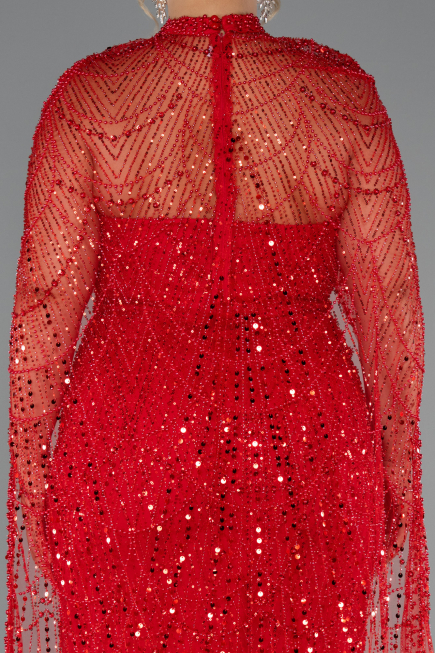 Robe De Mariée Grande Taille Longue Perlé Rouge ABU5328