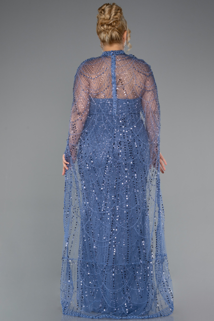Robe De Mariée Grande Taille Longue Perlé Bleu ABU5328
