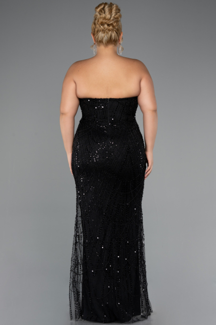 Robe De Mariée Grande Taille Longue Perlé Noir ABU5328